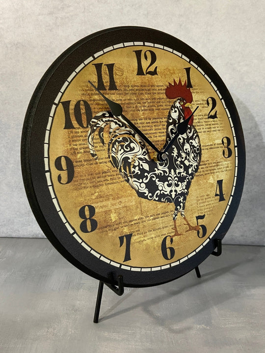 Black &amp; White Rooster Wall Clock - CustomBigClocks