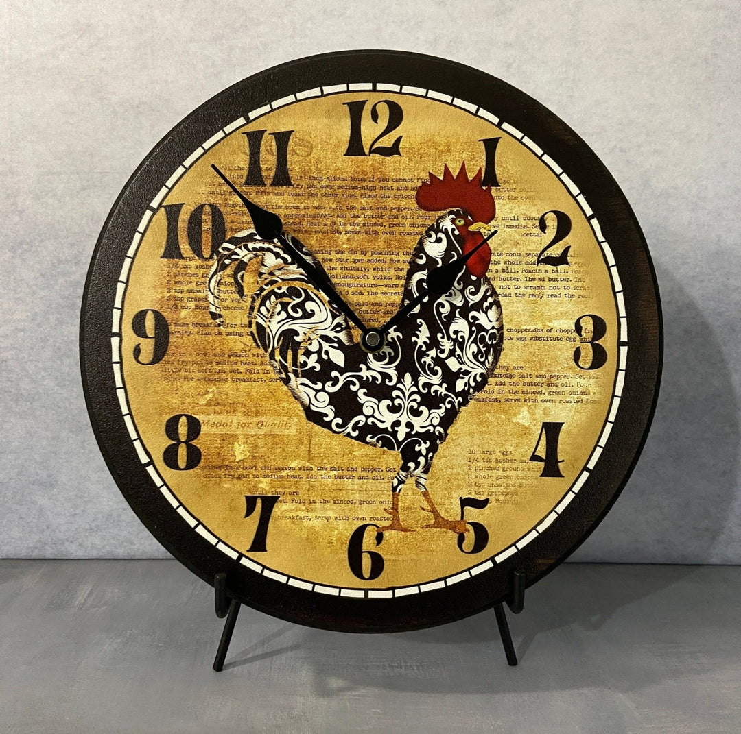 Black &amp; White Rooster Wall Clock - CustomBigClocks