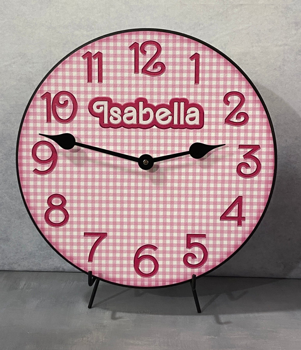 Personalized Pink Barbie Doll Wall Clock - CustomBigClocks