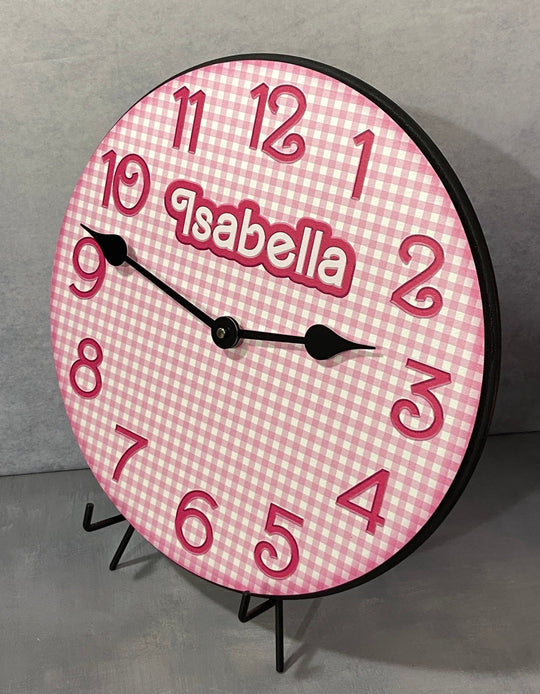 Personalized Pink Barbie Doll Wall Clock - CustomBigClocks