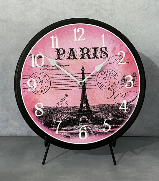 Paris Postcard Pink Wall Clock - CustomBigClocks
