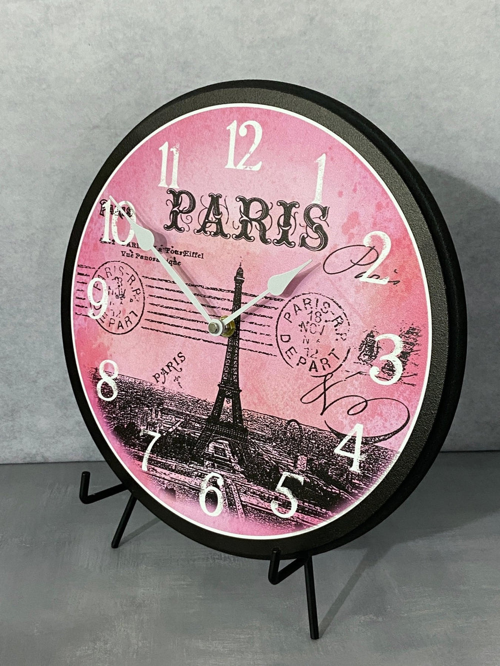 Paris Postcard Pink Wall Clock - CustomBigClocks