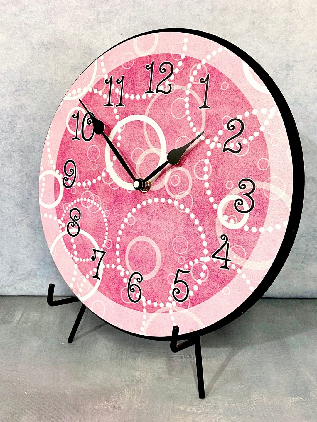 Hot Pink Circles Wall Clock - CustomBigClocks