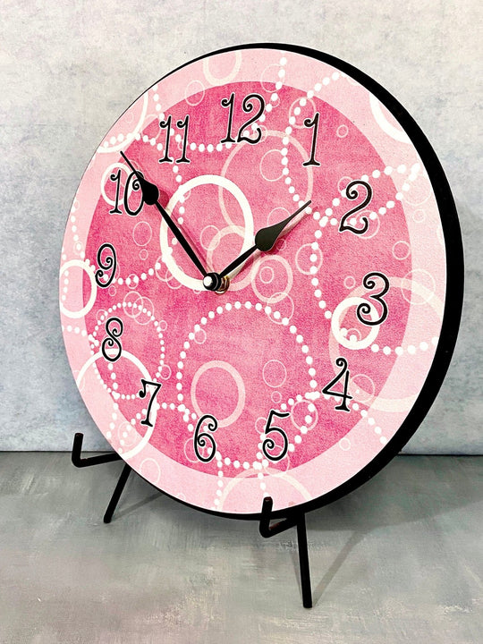 Hot Pink Circles Wall Clock - CustomBigClocks