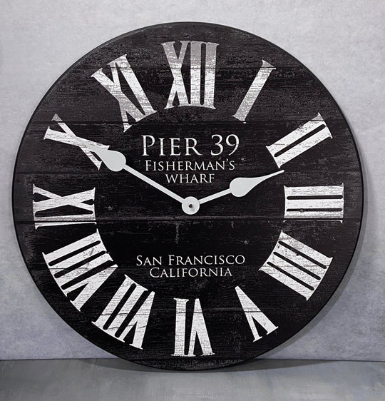 Pier 39 Black Wall Clock - CustomBigClocks