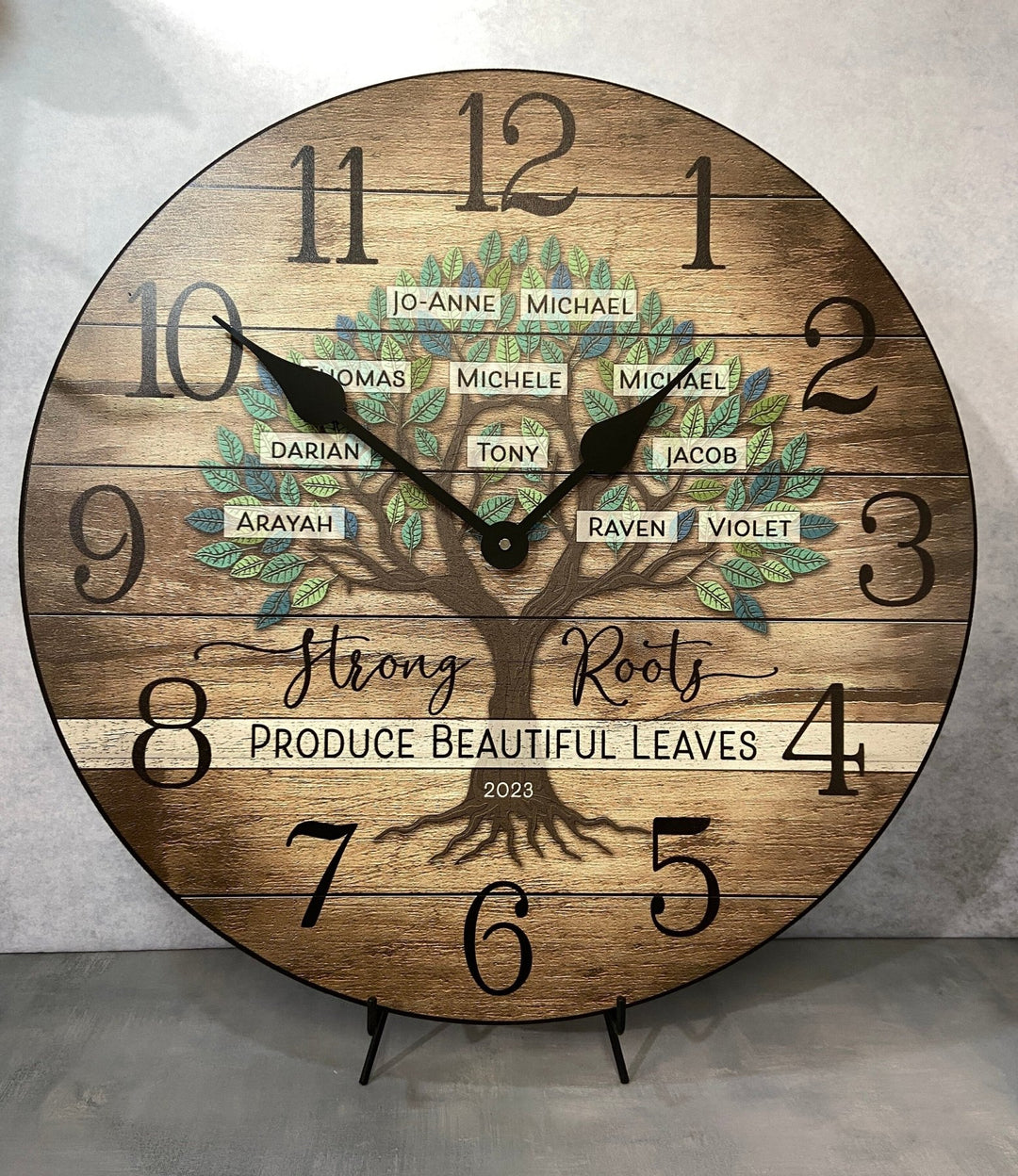 Personalized Wood Family Tree Clock - CustomBigClocks
