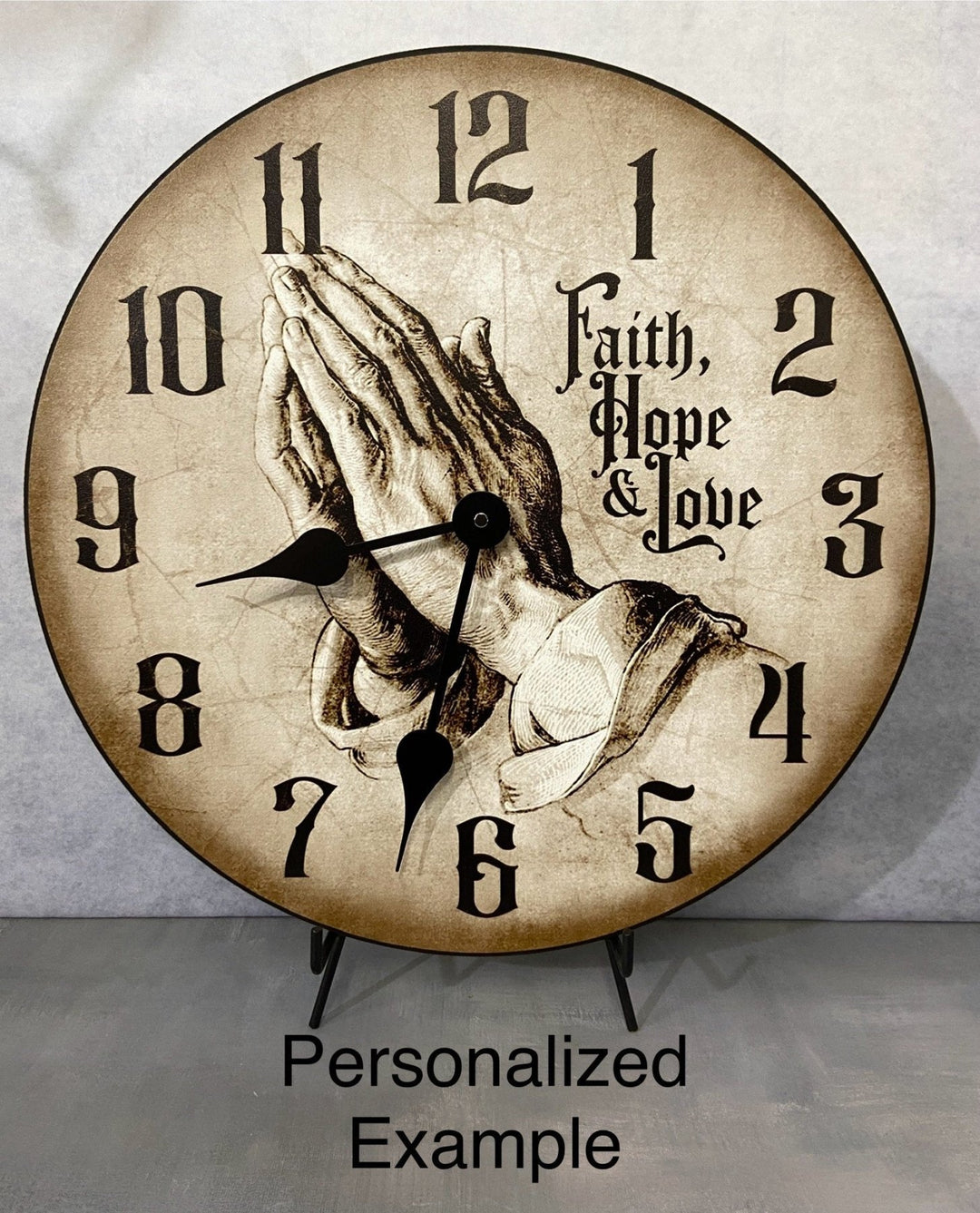 Parchment Praying Hands Wall Clock - CustomBigClocks