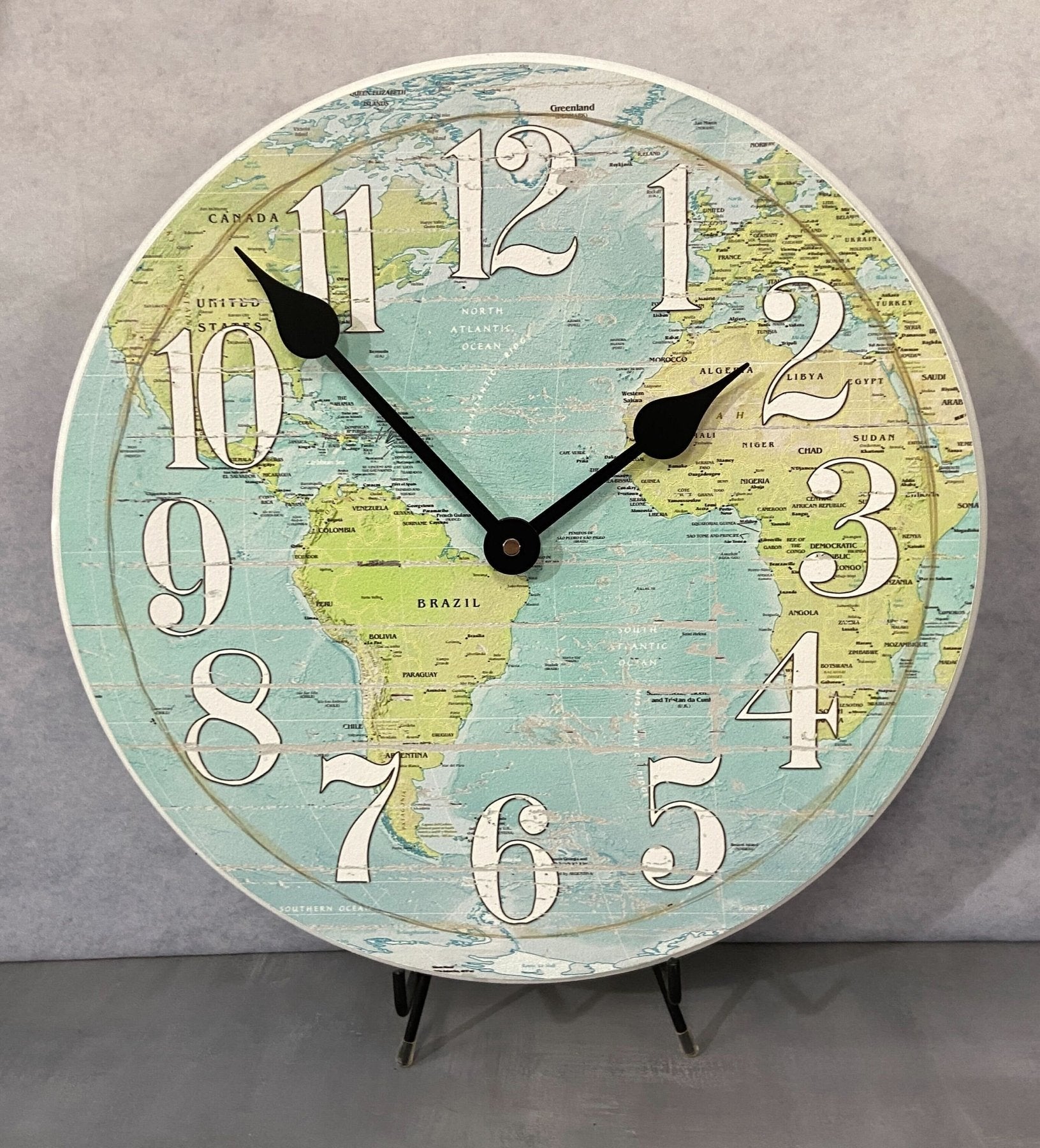 Shabby Chic Map Wall Clock - CustomBigClocks