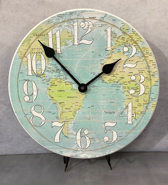 Shabby Chic Map Wall Clock - CustomBigClocks