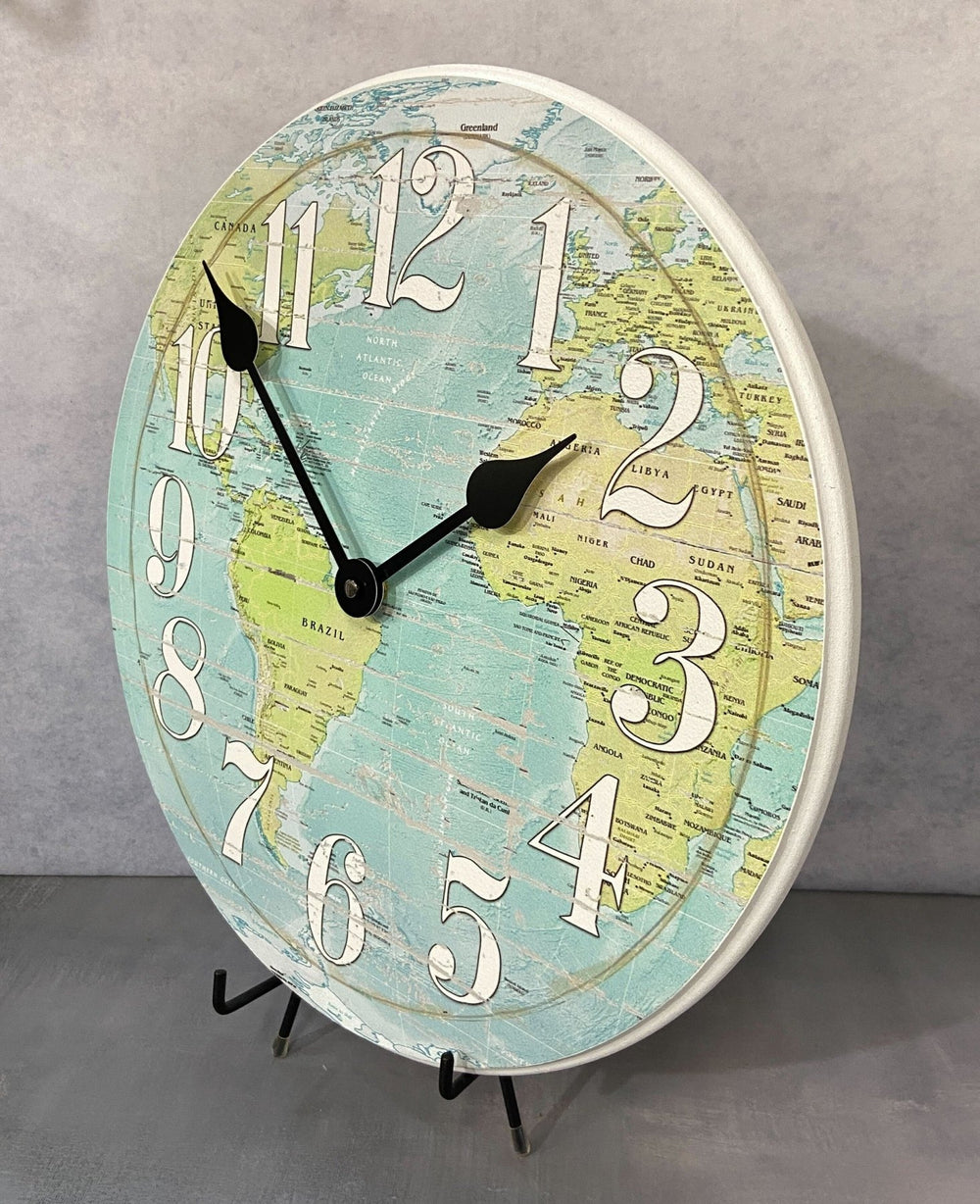 Shabby Chic Map Wall Clock - CustomBigClocks