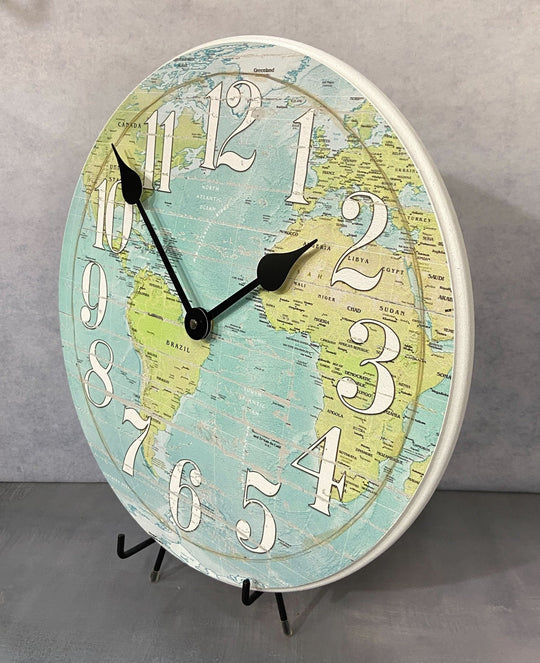 Shabby Chic Map Wall Clock - CustomBigClocks