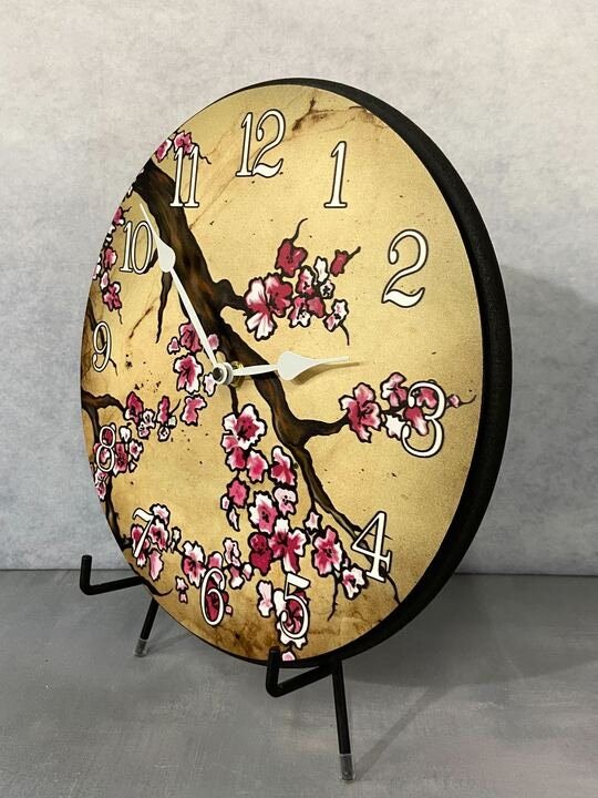 Cherry Blossom Tan Wall Clock - CustomBigClocks