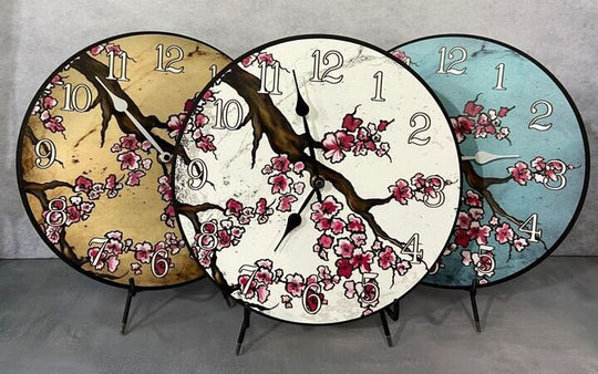 Cherry Blossom Tan Wall Clock - CustomBigClocks