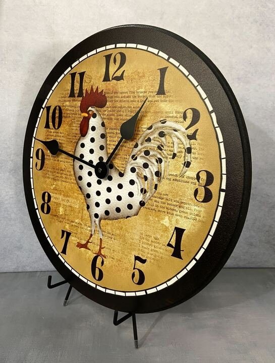 Polka Dot Rooster Wall Clock - CustomBigClocks
