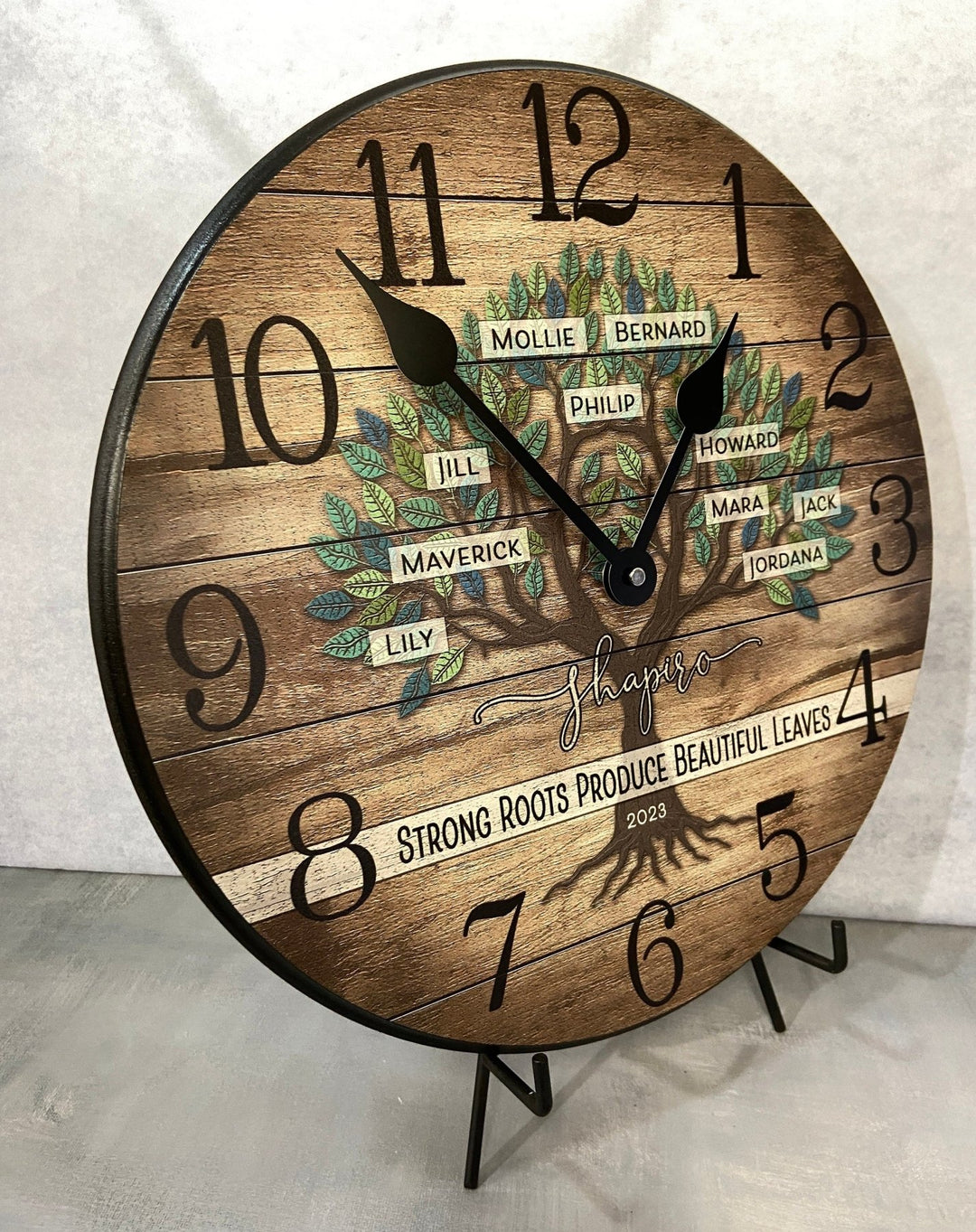 Personalized Wood Family Tree Clock - CustomBigClocks