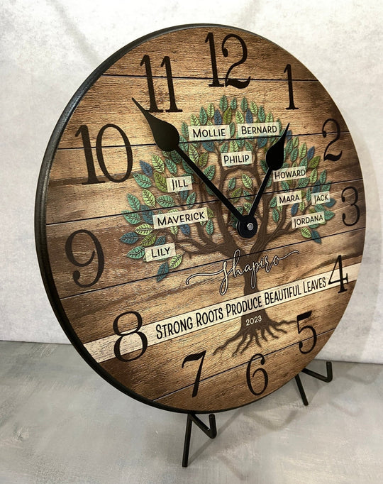 Personalized Wood Family Tree Clock - CustomBigClocks