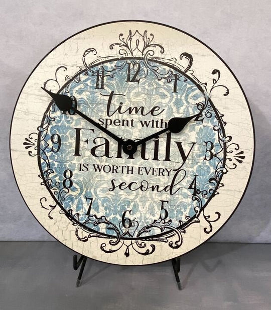 Blue Damask Wall Clock - CustomBigClocks