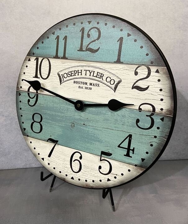 Barnwood Aqua &amp; White Wall Clock - CustomBigClocks