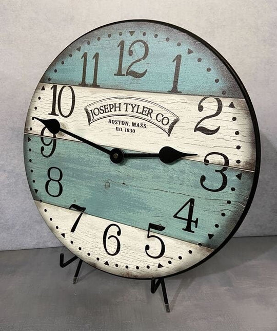 Barnwood Aqua &amp; White Wall Clock - CustomBigClocks