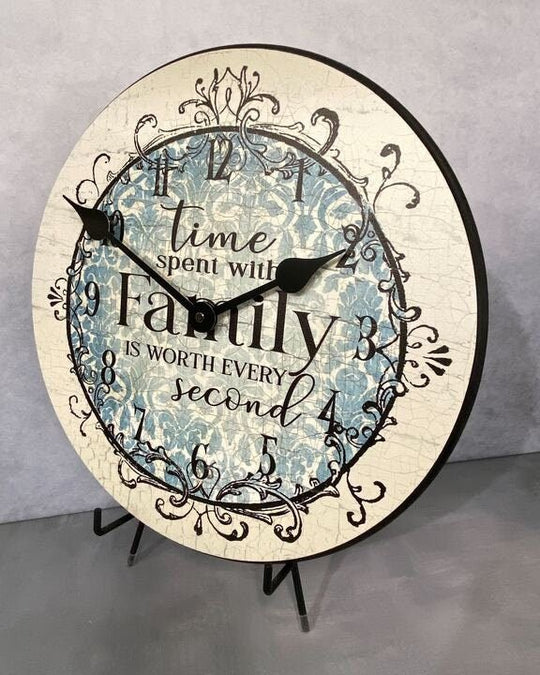 Blue Damask Wall Clock - CustomBigClocks
