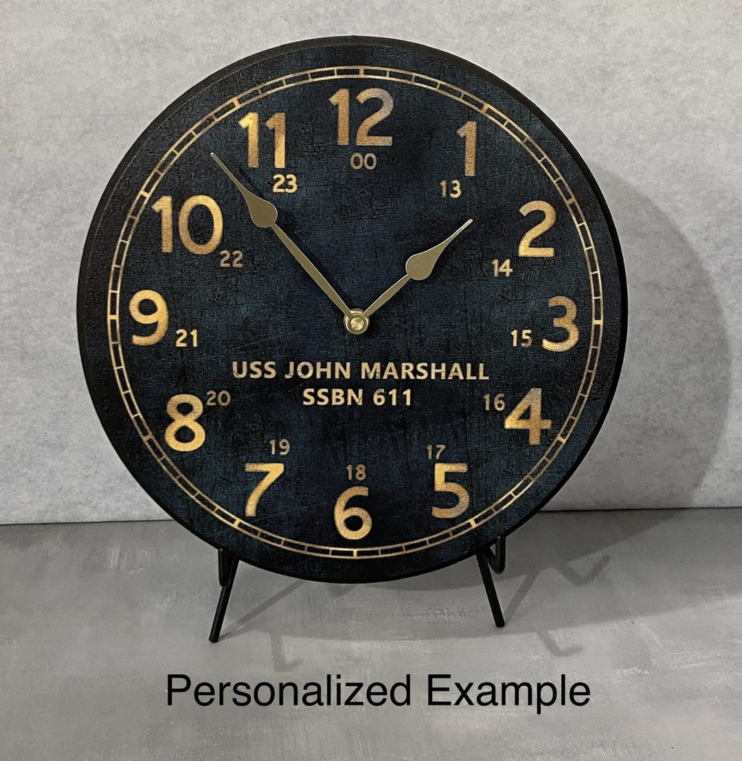U.s. Naval And Gold Wall Clock - CustomBigClocks