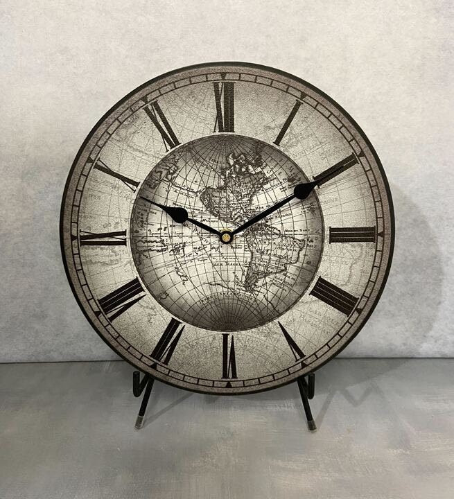 Gray Atlas Map Clock Gray - CustomBigClocks