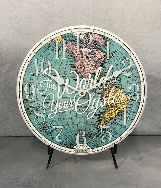 The World Is Your Oyster Map Wall Clock - CustomBigClocks