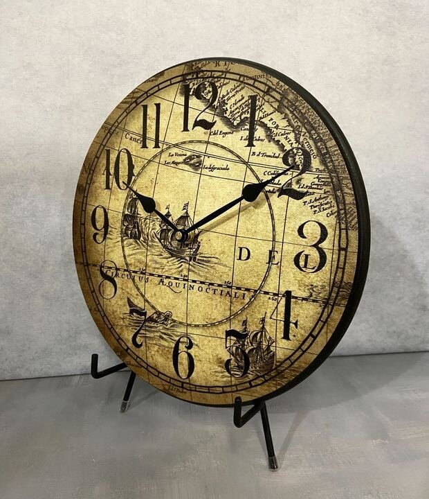 Tan Map Wall Clock - CustomBigClocks