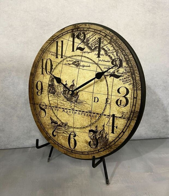Tan Map Wall Clock - CustomBigClocks