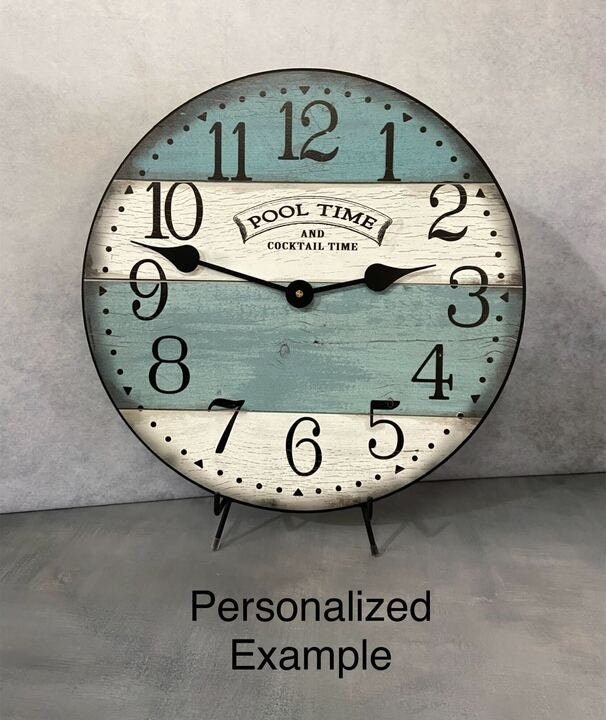 Barnwood Aqua &amp; White Wall Clock - CustomBigClocks