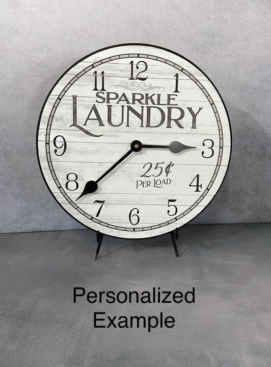 White Laundry Wall Clock - CustomBigClocks