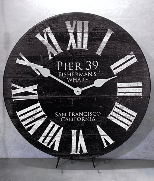 Pier 39 Black Wall Clock - CustomBigClocks