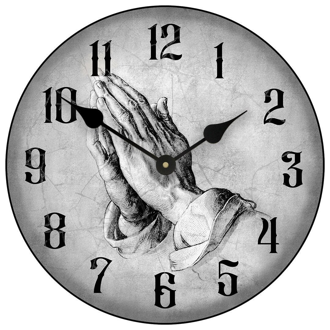 Gray Praying Hands Wall Clock - CustomBigClocks