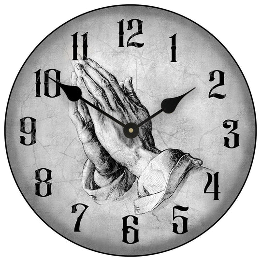 Gray Praying Hands Wall Clock - CustomBigClocks