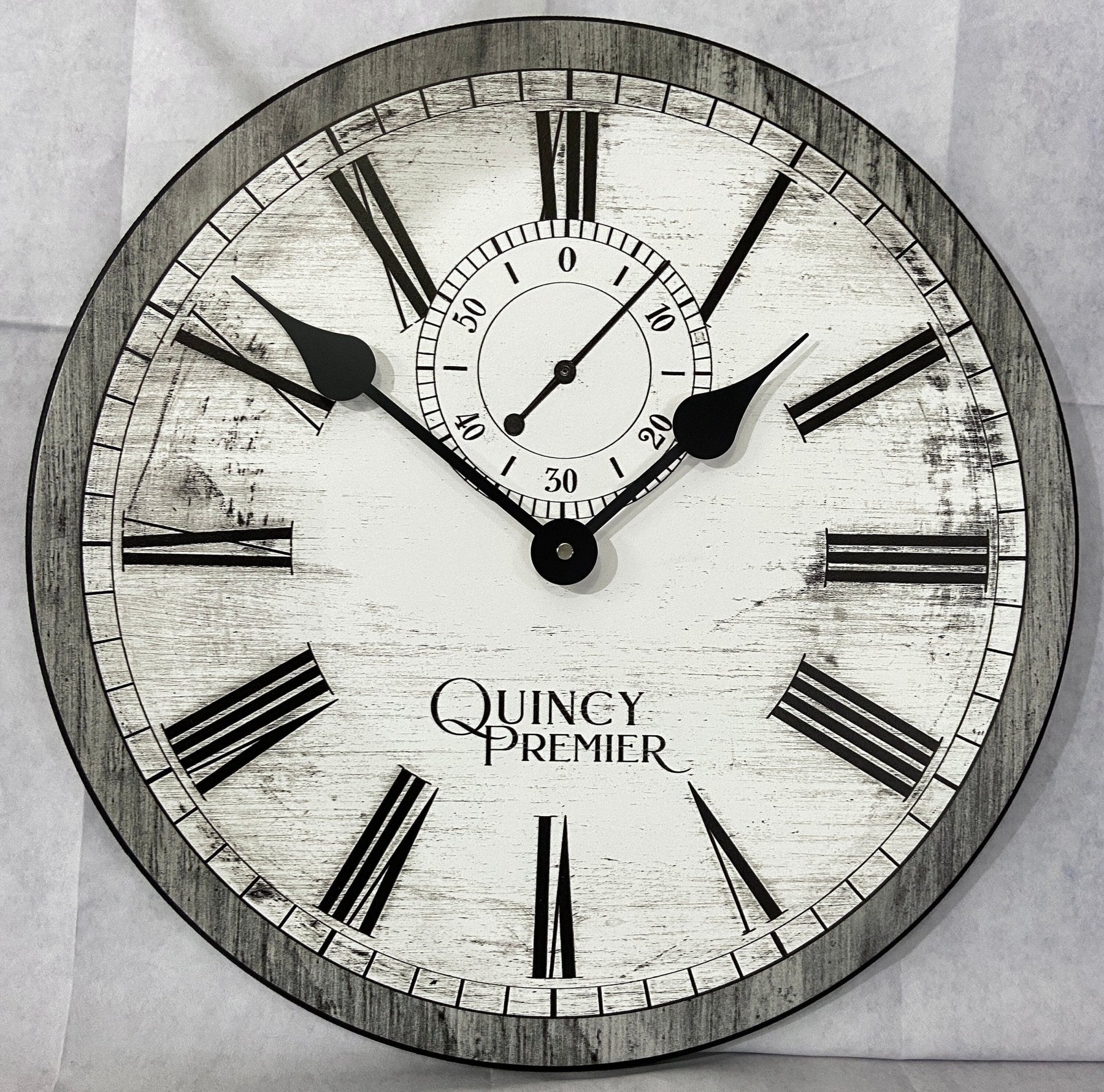 Quincy Premier Gray & White Clock - CustomBigClocks