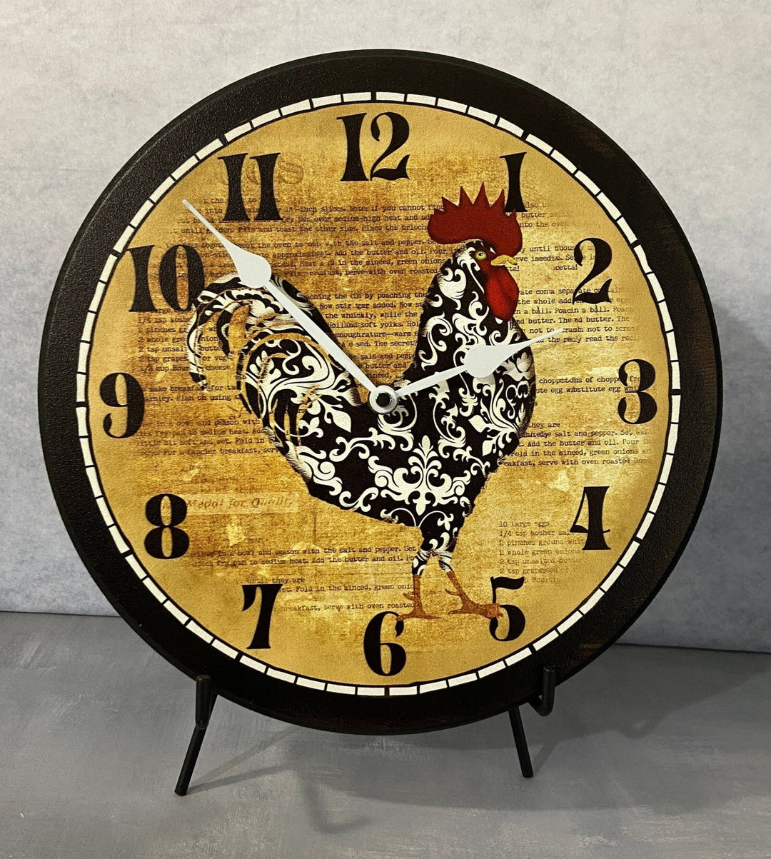 Black & White Rooster Wall Clock - CustomBigClocks