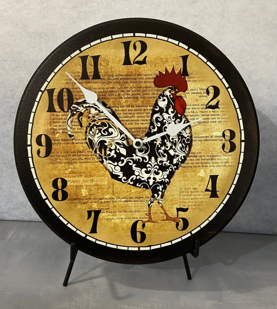 Black &amp; White Rooster Wall Clock - CustomBigClocks