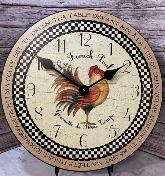 Romantic Rooster Tan Wall Clock - CustomBigClocks