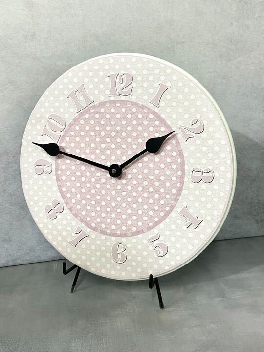 Baby Pink Dotted Swiss Wall Clock - CustomBigClocks