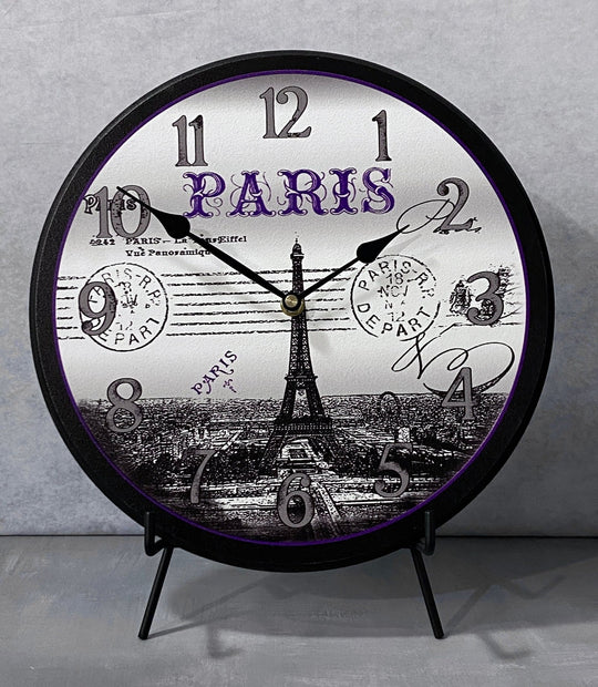 Paris Postcard Purple Wall Clock - CustomBigClocks