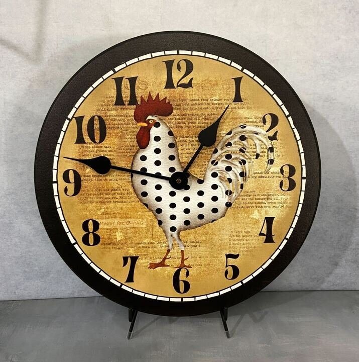 Polka Dot Rooster Wall Clock - CustomBigClocks