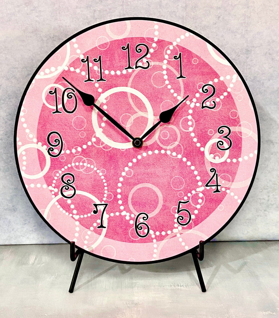 Hot Pink Circles Wall Clock - CustomBigClocks