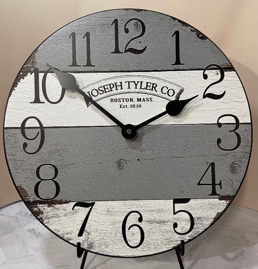 Barnwood Gray & White Wall Clock - CustomBigClocks