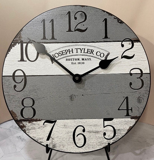 Barnwood Gray &amp; White Wall Clock - CustomBigClocks