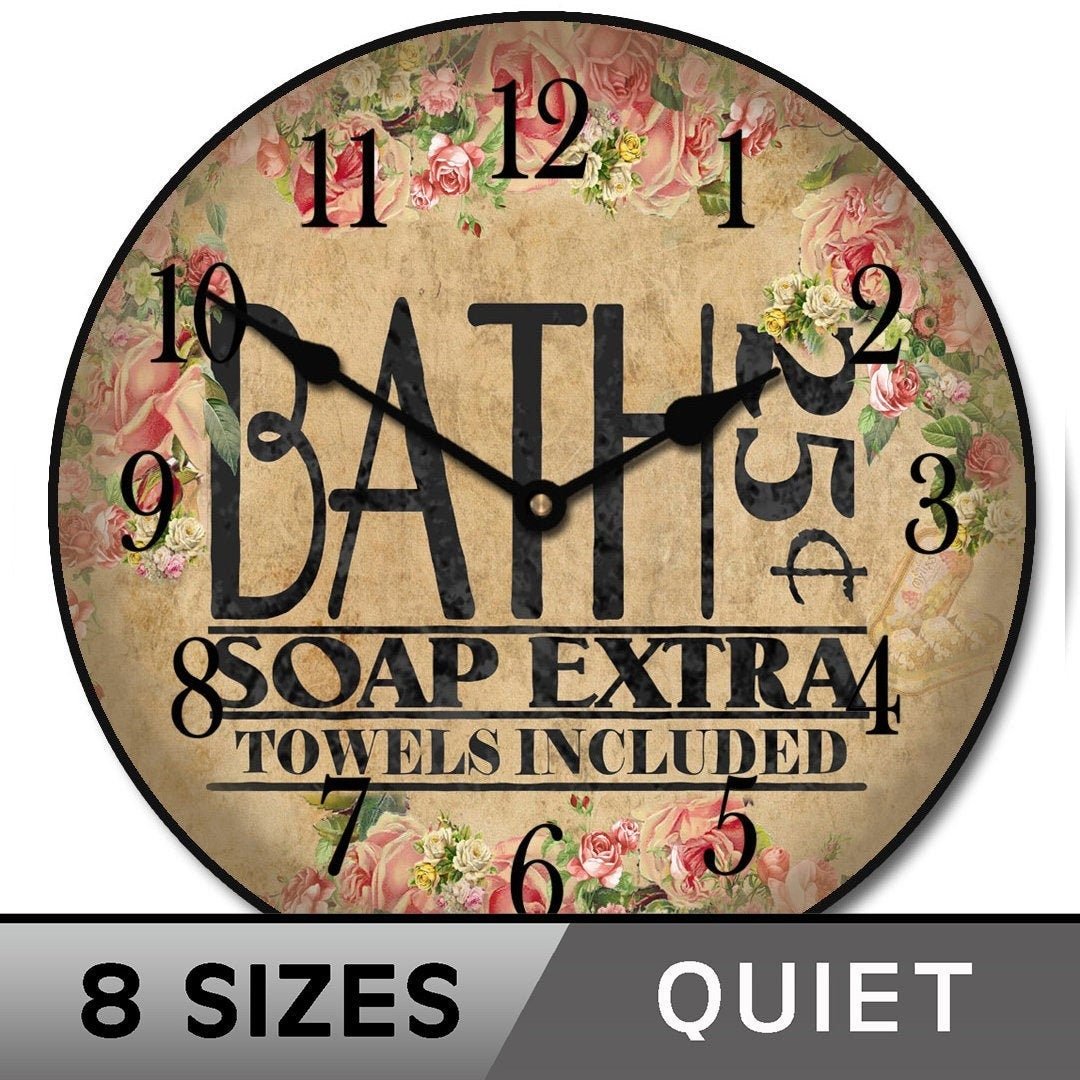 Floral Bath Wall Clock - CustomBigClocks