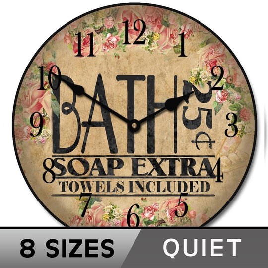 Floral Bath Wall Clock - CustomBigClocks