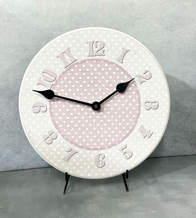 Baby Pink Dotted Swiss Wall Clock - CustomBigClocks