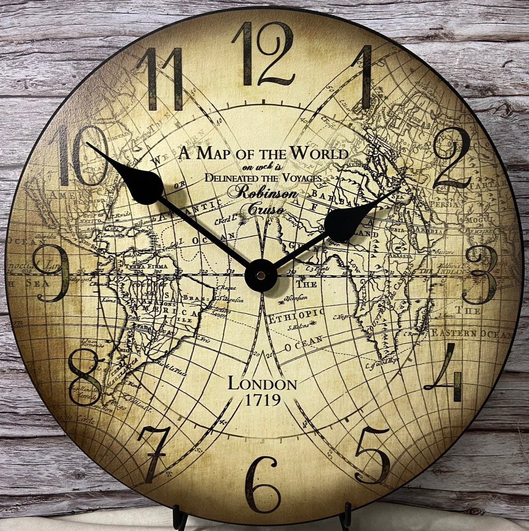 Robinson Cruso Map Wall Clock - CustomBigClocks