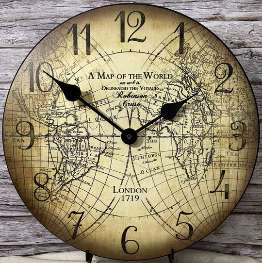 Robinson Cruso Map Wall Clock - CustomBigClocks