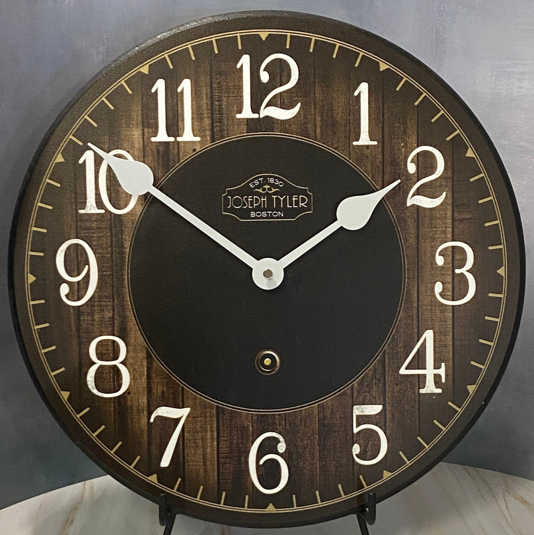 Black &amp; Brown Wood Wall Clock - CustomBigClocks